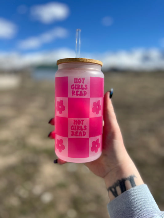 Hot Girls Read Beer Can Glass