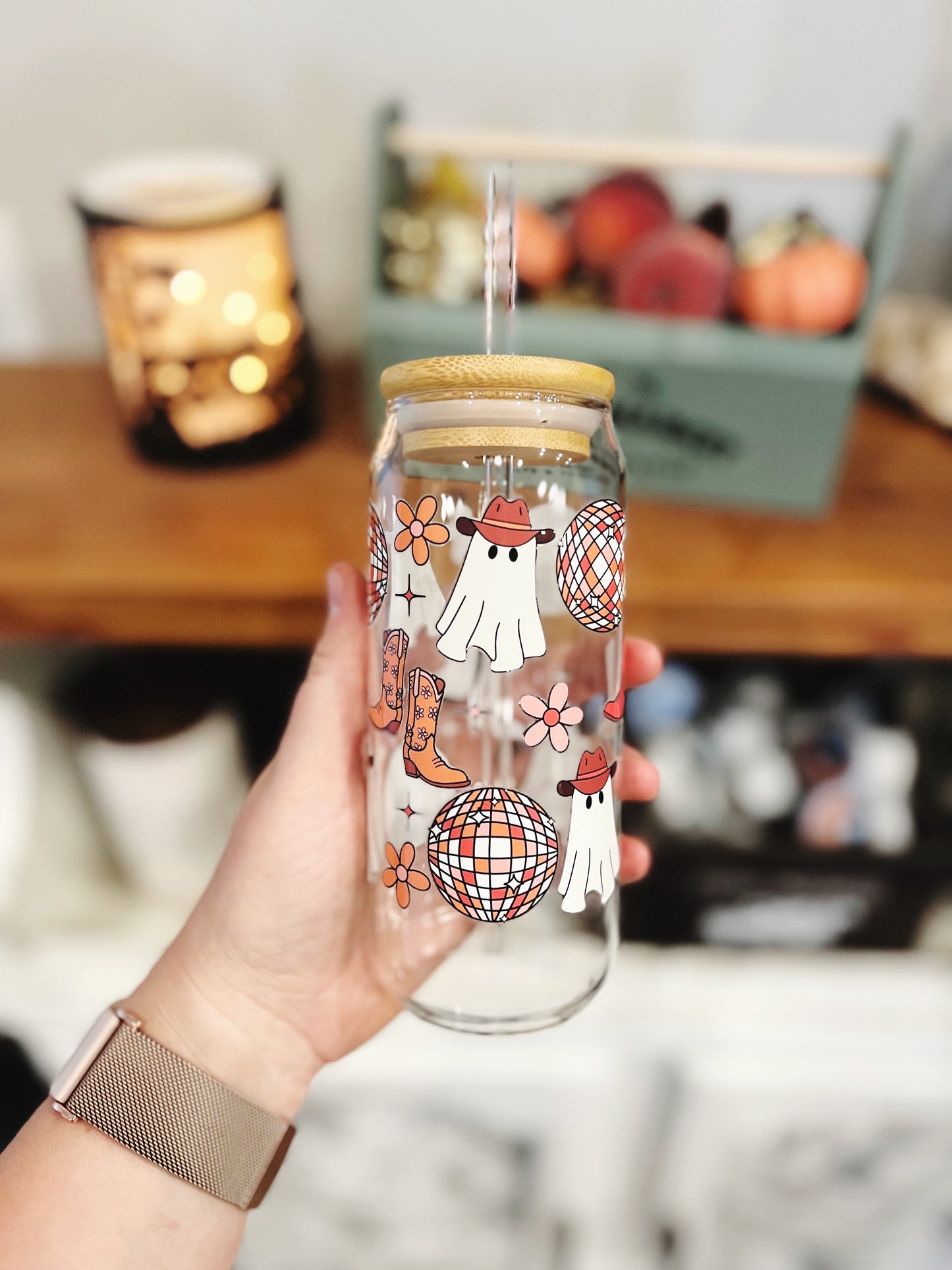 Disco Ghost Beer Can Glass