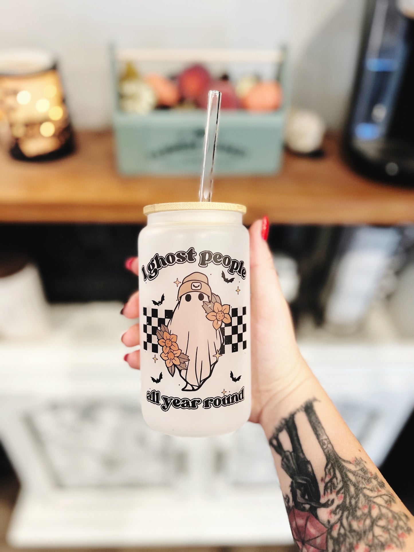 I Ghost People Beer Can Glass