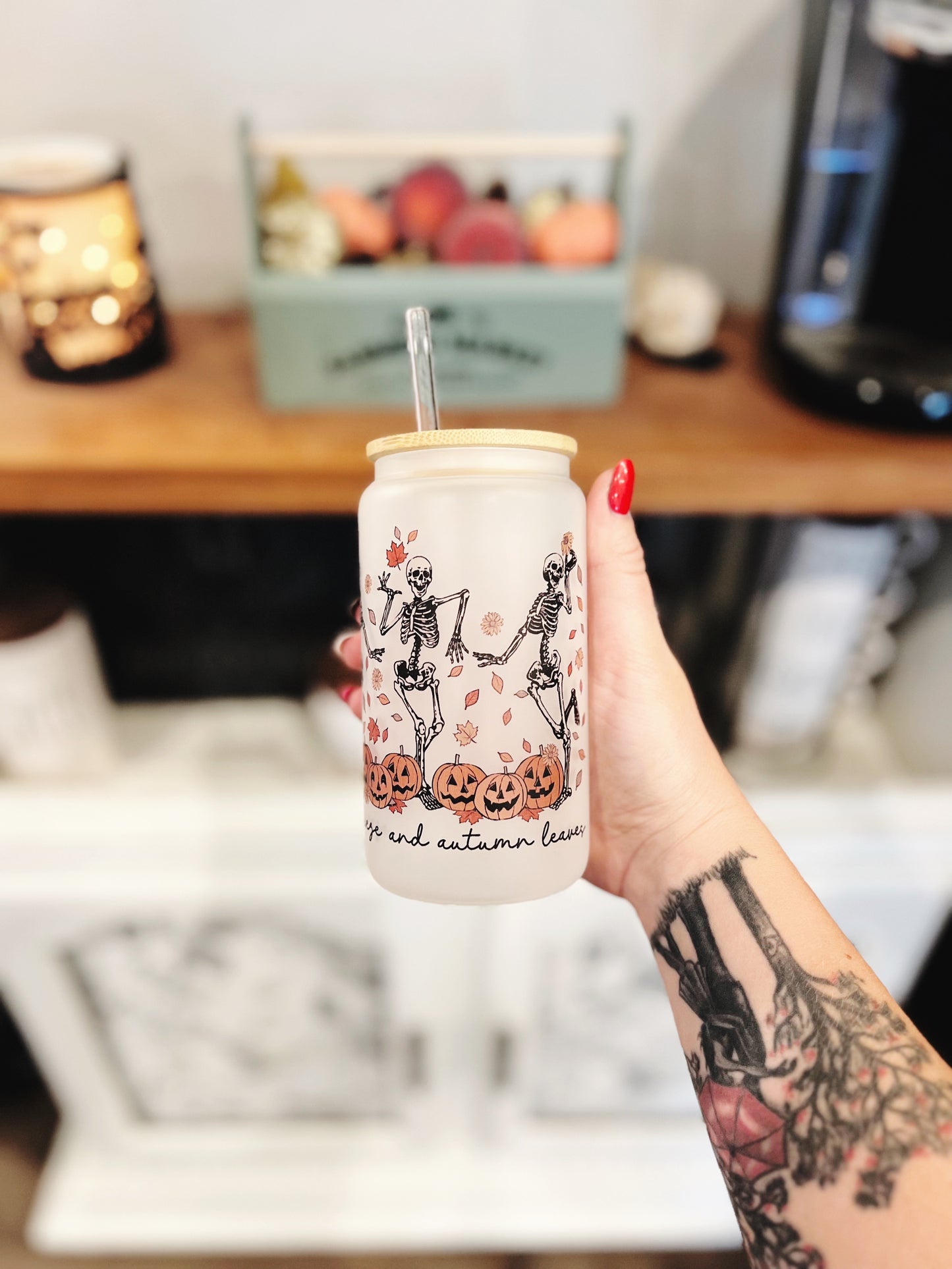 Dancing Skeletons Beer Can Glass