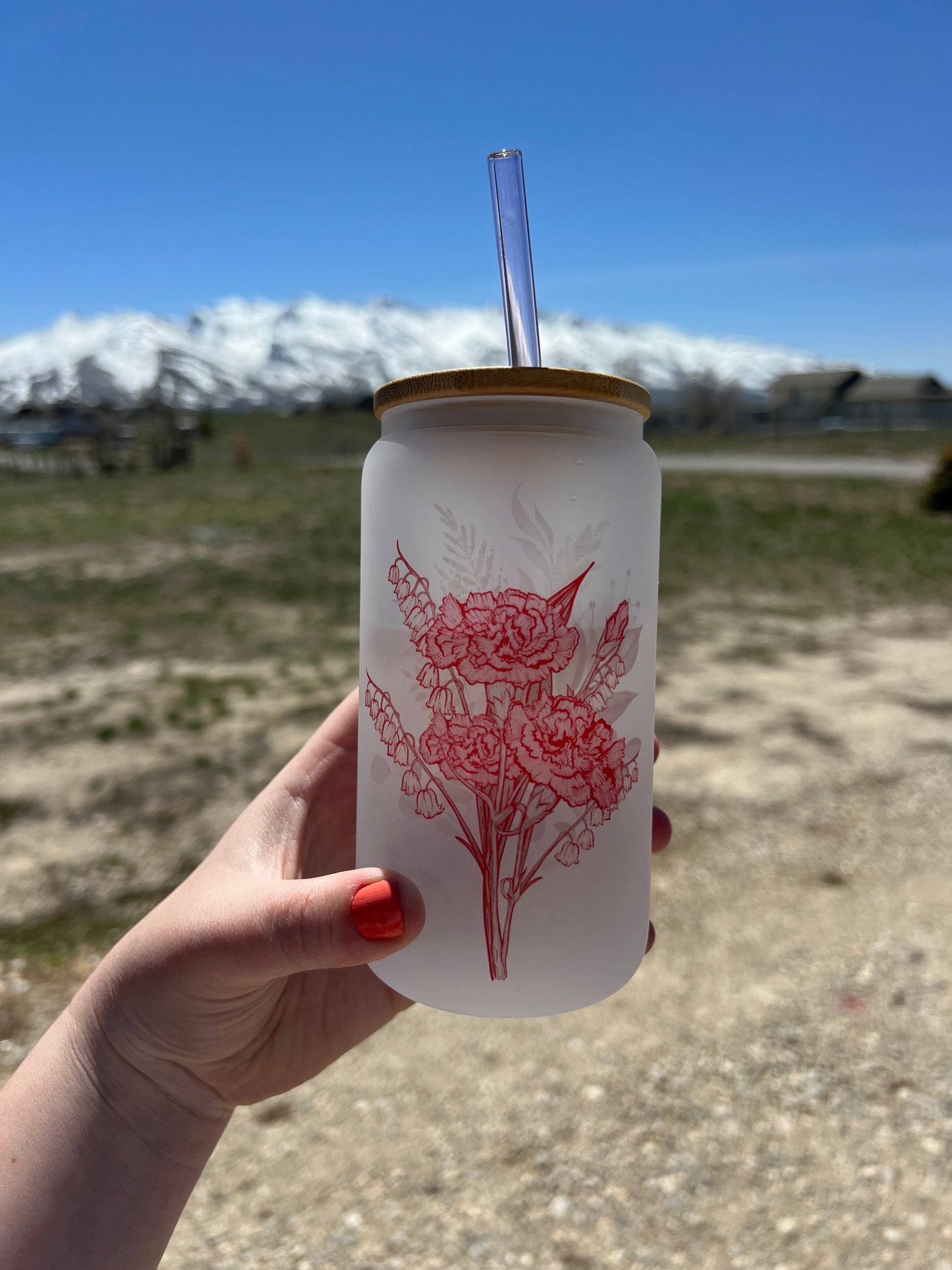 Birth Flower Bouquet Beer Can Glass