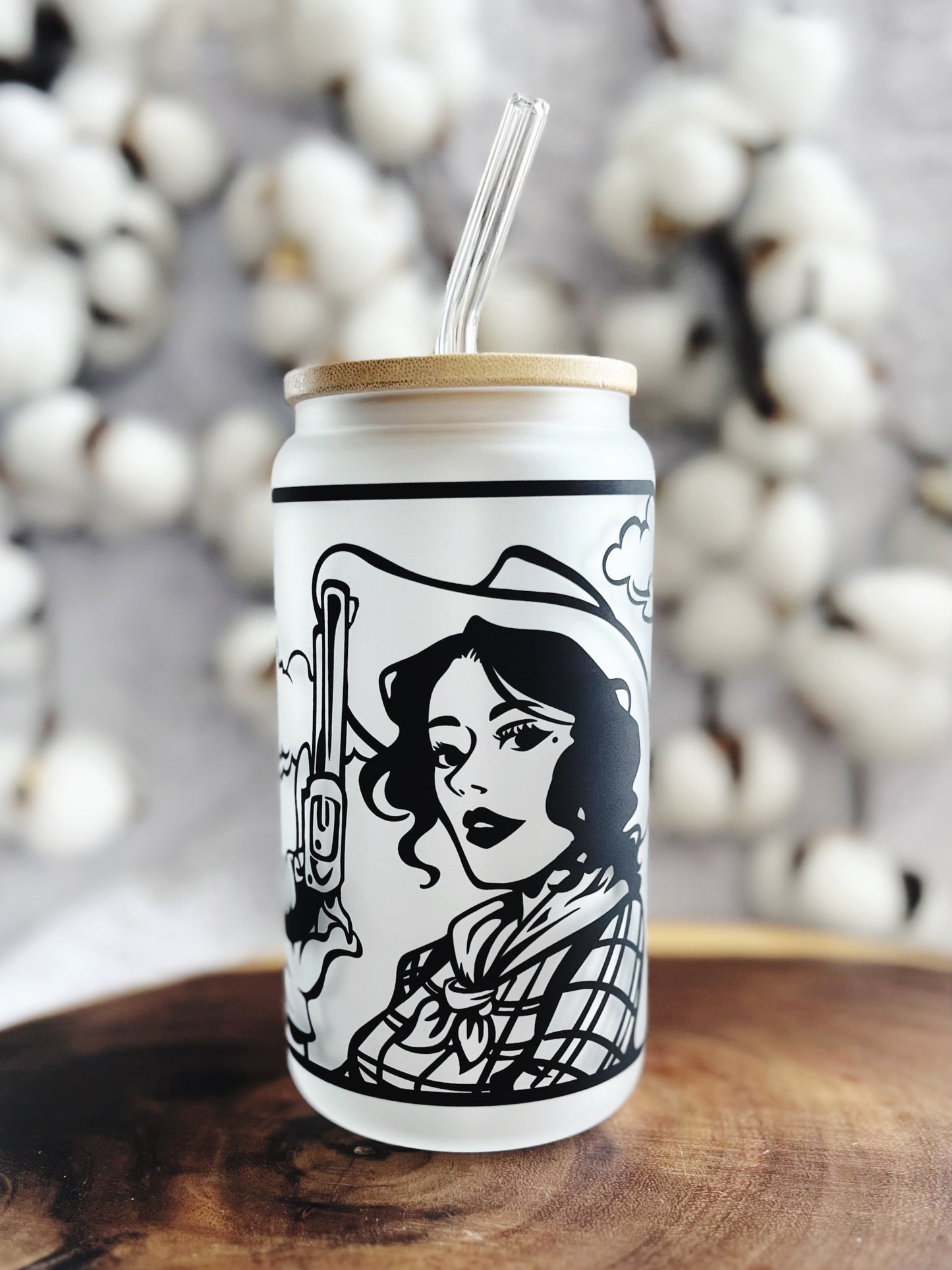 Cowgirl Beer Can Glass