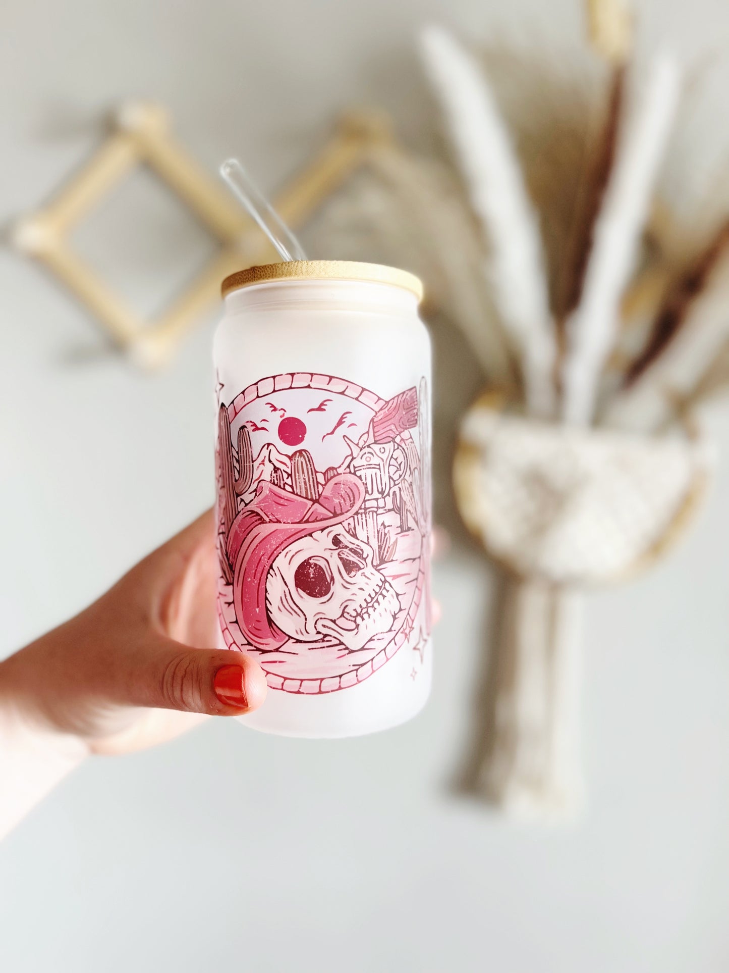 Western Skull Beer Can Glass