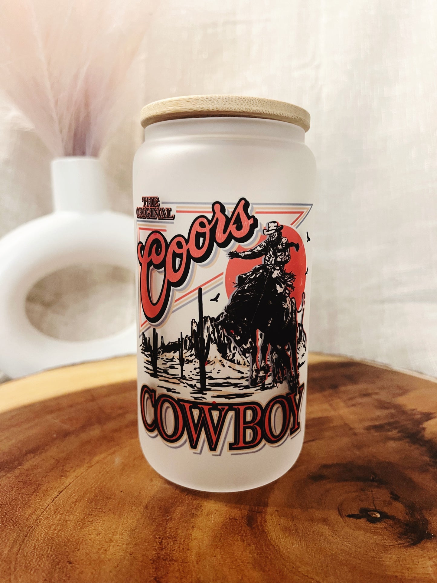 Coors Cowboy Beer Can Glass