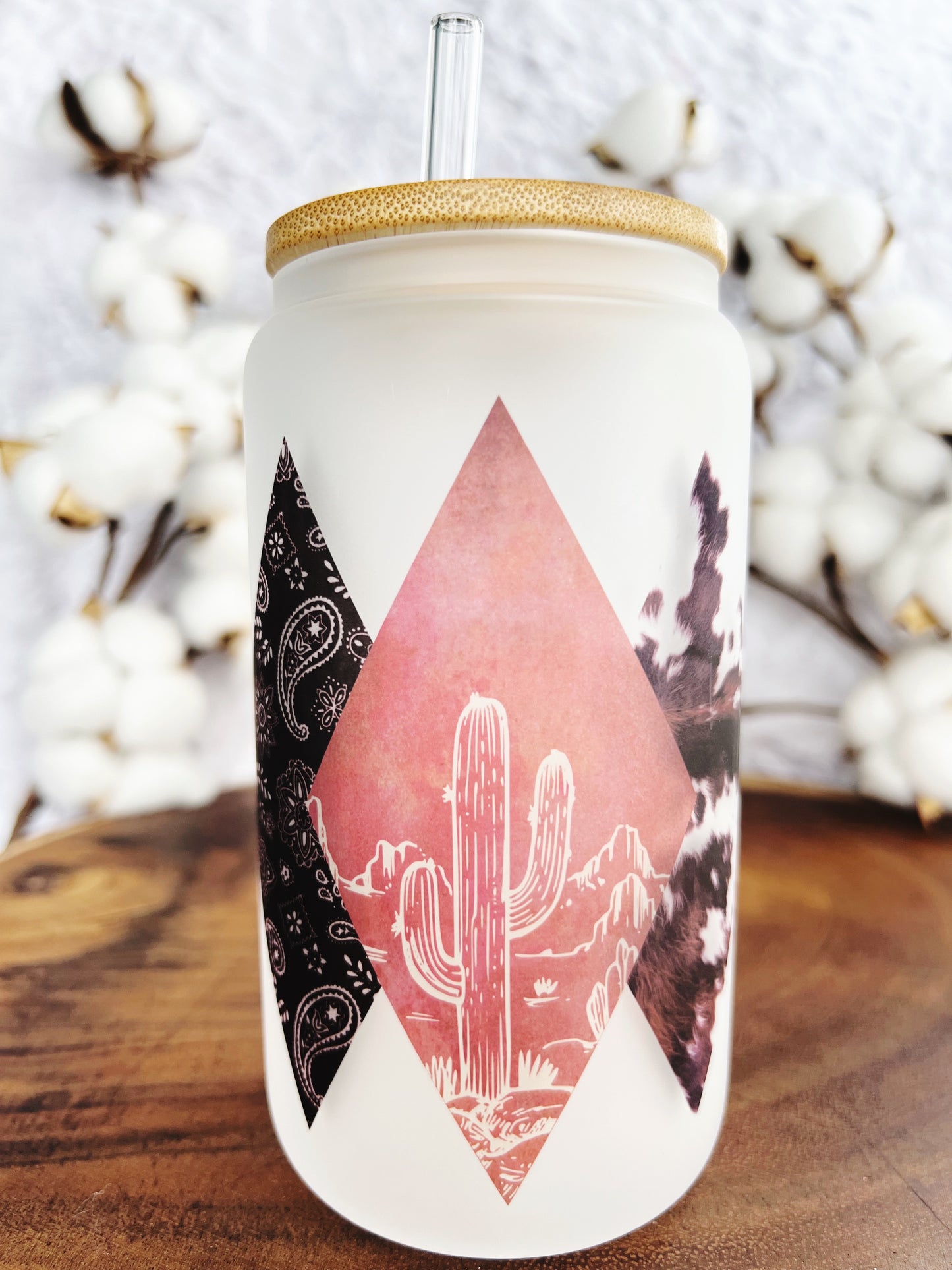 Western Diamonds Beer Can Glass