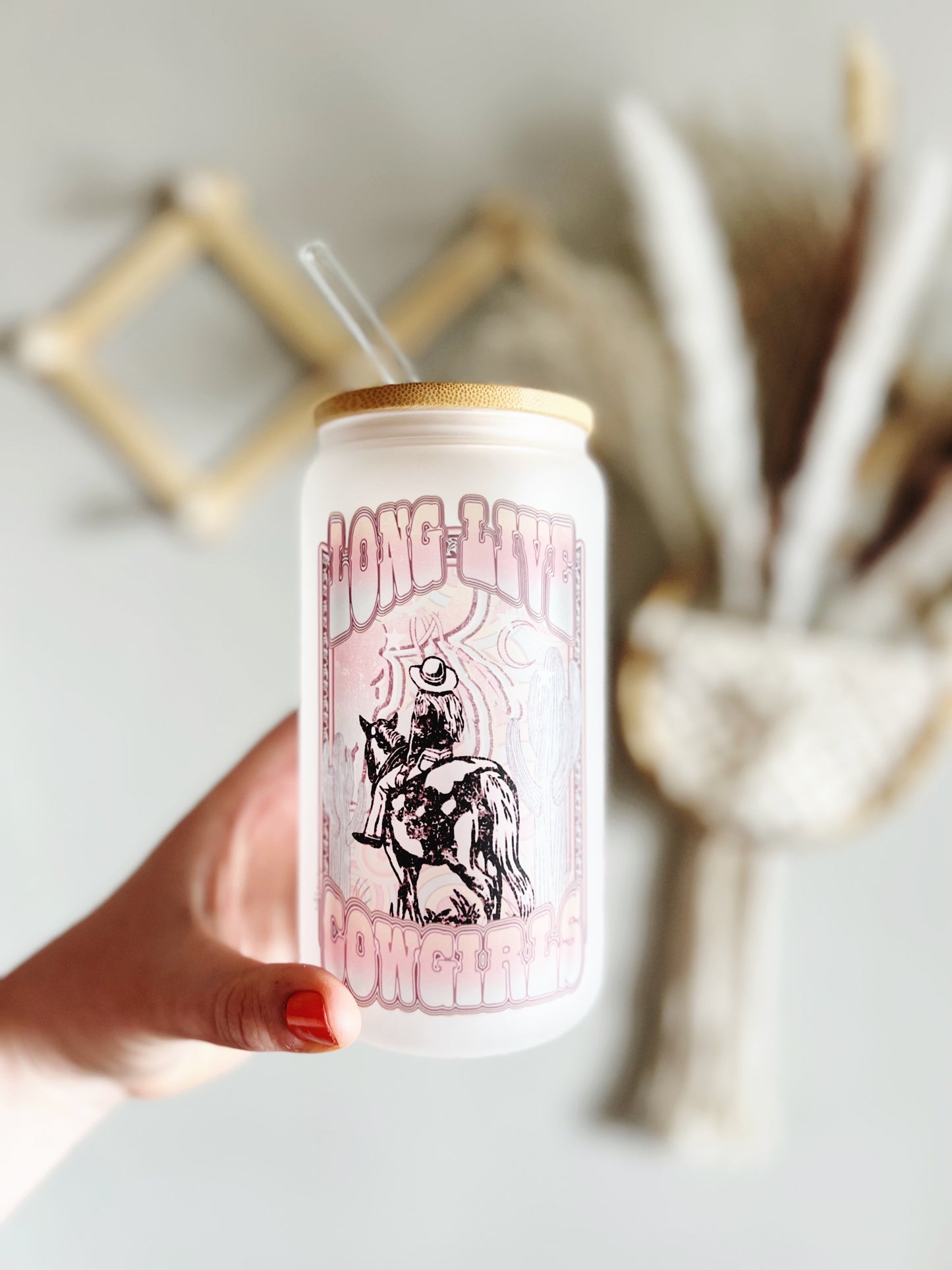 Long Live Cowgirls Beer Can Glass