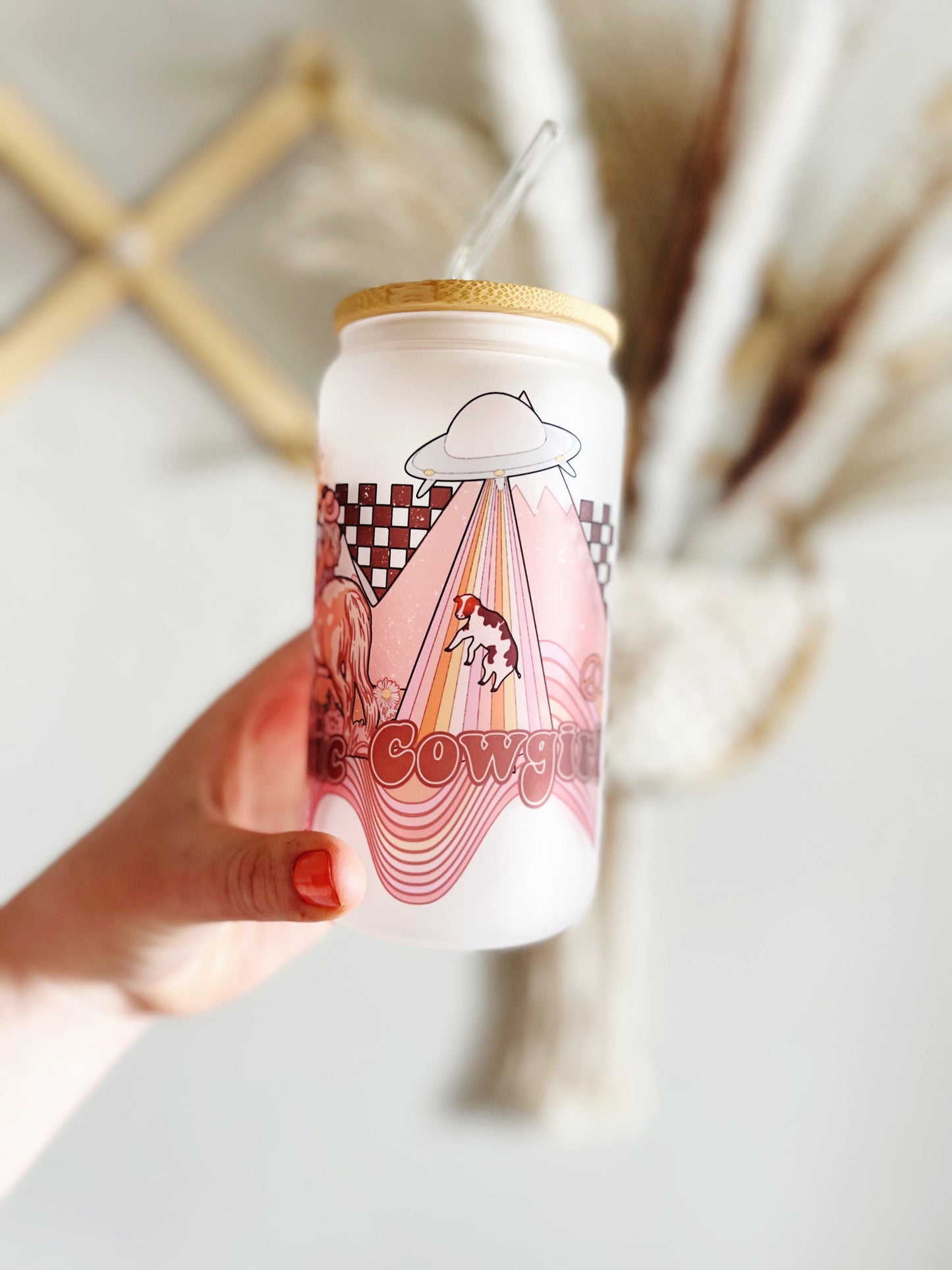 Cosmic Cowgirl Beer Can Glass