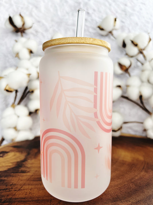 Boho Rainbow Beer Can Glass