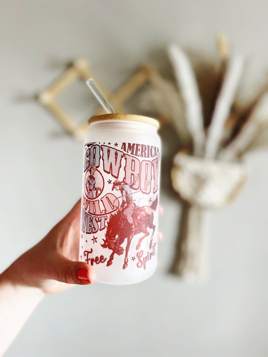American Cowboy Beer Can Glass